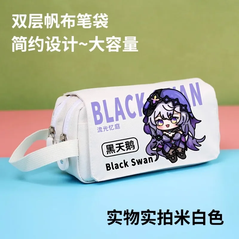 Anime Honkai: Star Rail Cosplay Aventurine Robin Sunday Acheron Black Swan Student Portable Flip Pencil Case Stationery Gift