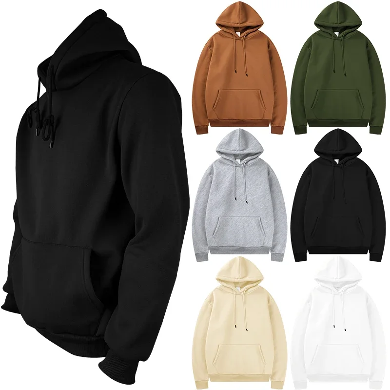 

Fall and Winter Men's Warm Pullover Hoody Sweatshirts Solid Color for Cold Days