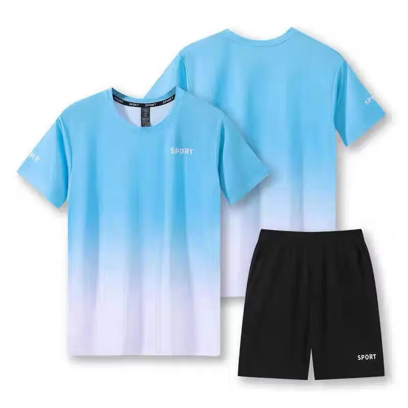 Men's Short Sleeve Running Fitness Suit Quick Dry Basketball Training Wear Sportswear Casual Loose Fit Summer Collection