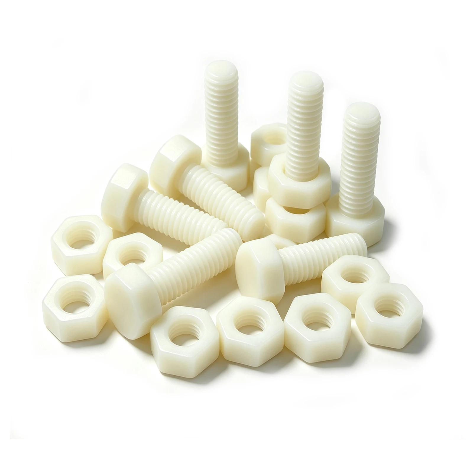 10-50 Set M3 M4 M5 M6 M8 White Outer Hexagonal Nylon Screws Nuts Metric Threaded Insulated Plastic Bolts Combination Set