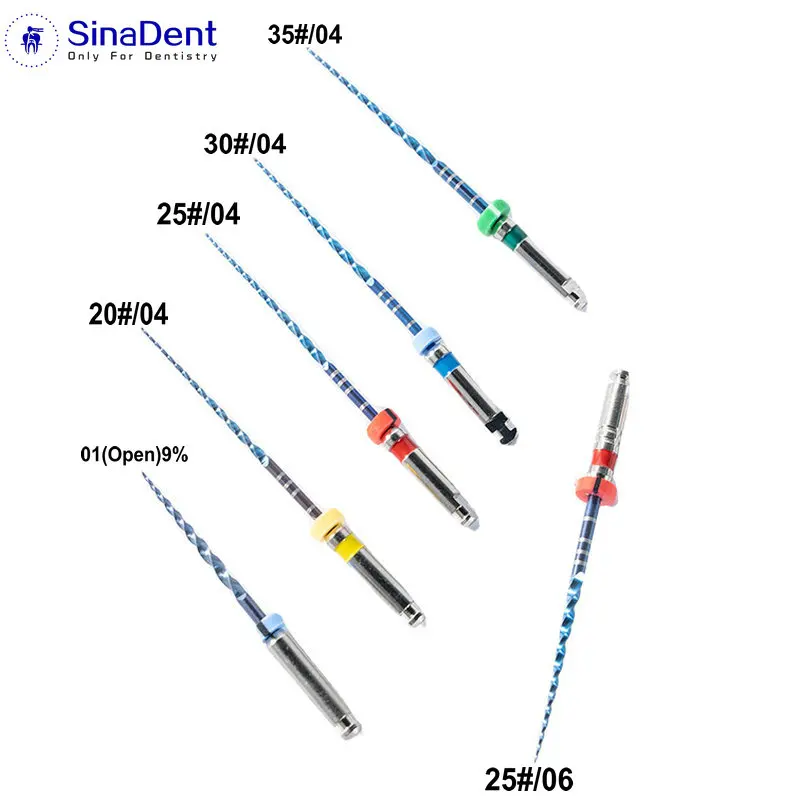 

6Pcs Dental Endodontic Blue Files Flexible 04 06 Pro NiTi Heat Activation 25mm 21mm Assorted Root Canal Treatment for Dentist