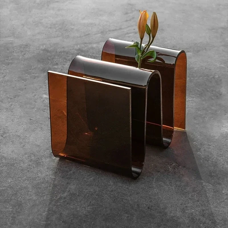 AANordic Acrylic Coffee Table Personalized Edge Magazine Shelf, Simple And Fashionable