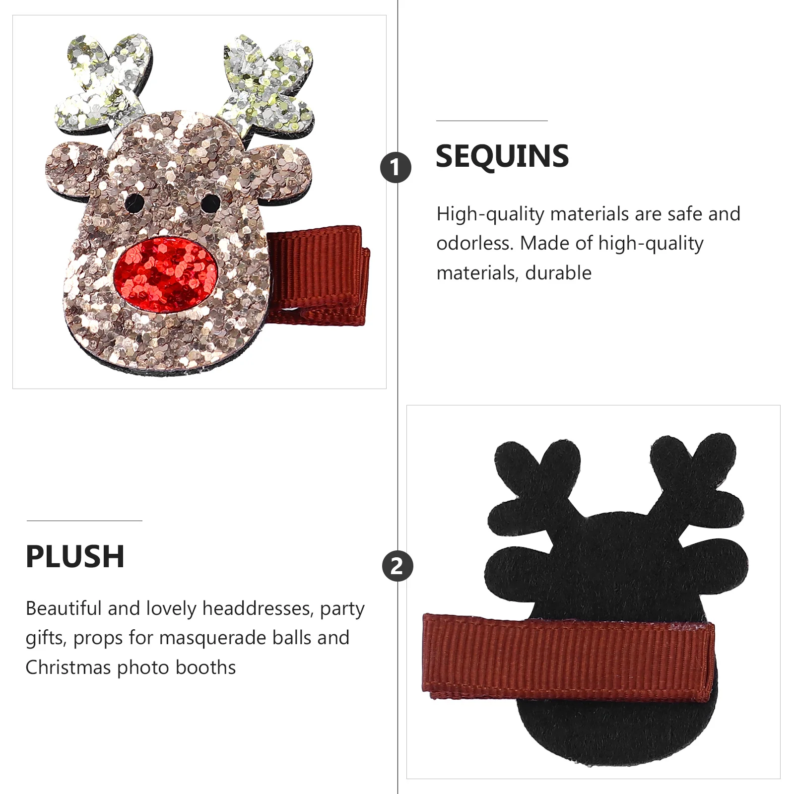 

4Pcs 's Hair Accessories Christmas Glitter Hair Barrettes Xmas Party Ceremony Birthday Gift Christmas Barrettes