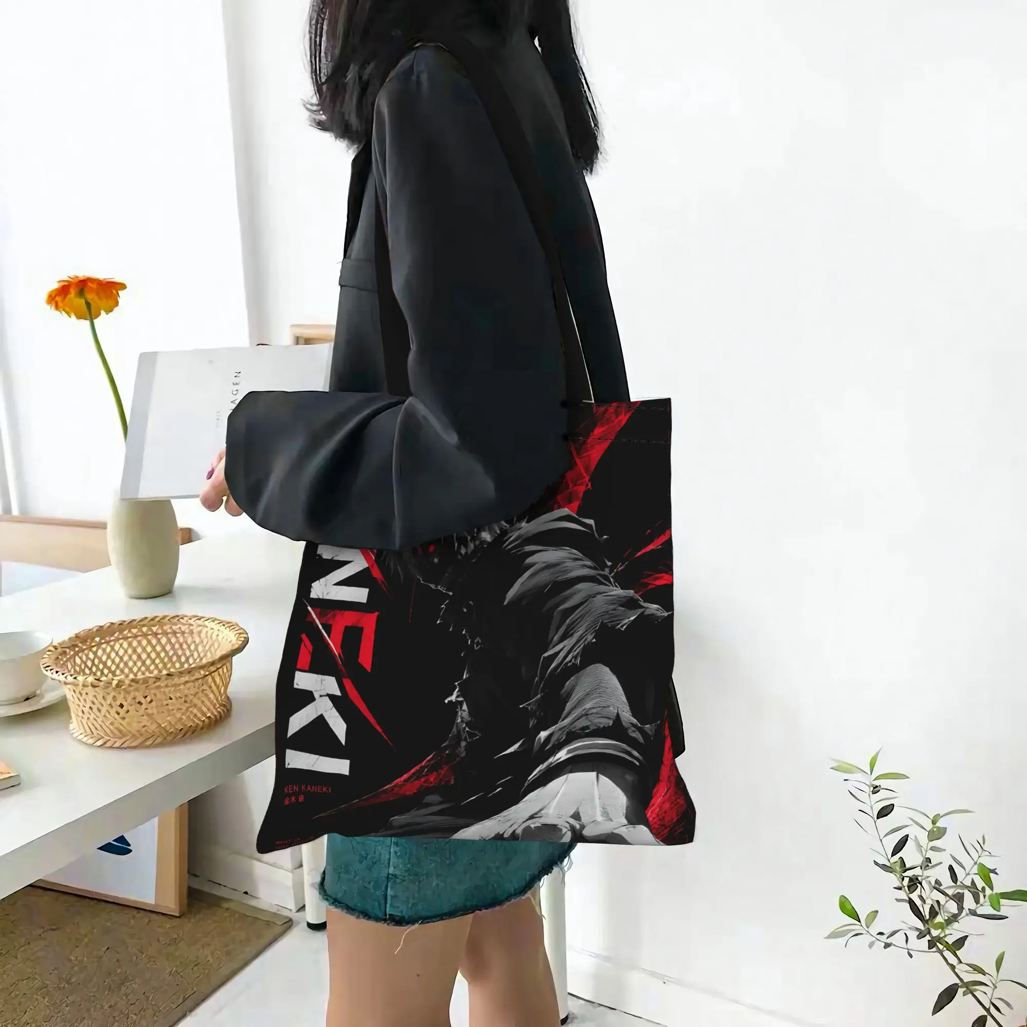Fashion Halloween Tokyo Ghoul Kaneki Women's Bag Shopping Bag  Canvas Tote Bag Women'S Shoulder Handbag Christmas Gift