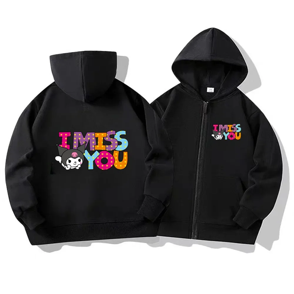 

Kids Girls Kuromi Anime Hoodies Long Sleeve Sweatshirts Children Autumn and Winter 3 14 Years Old Cartoon Casual Hooded Tops