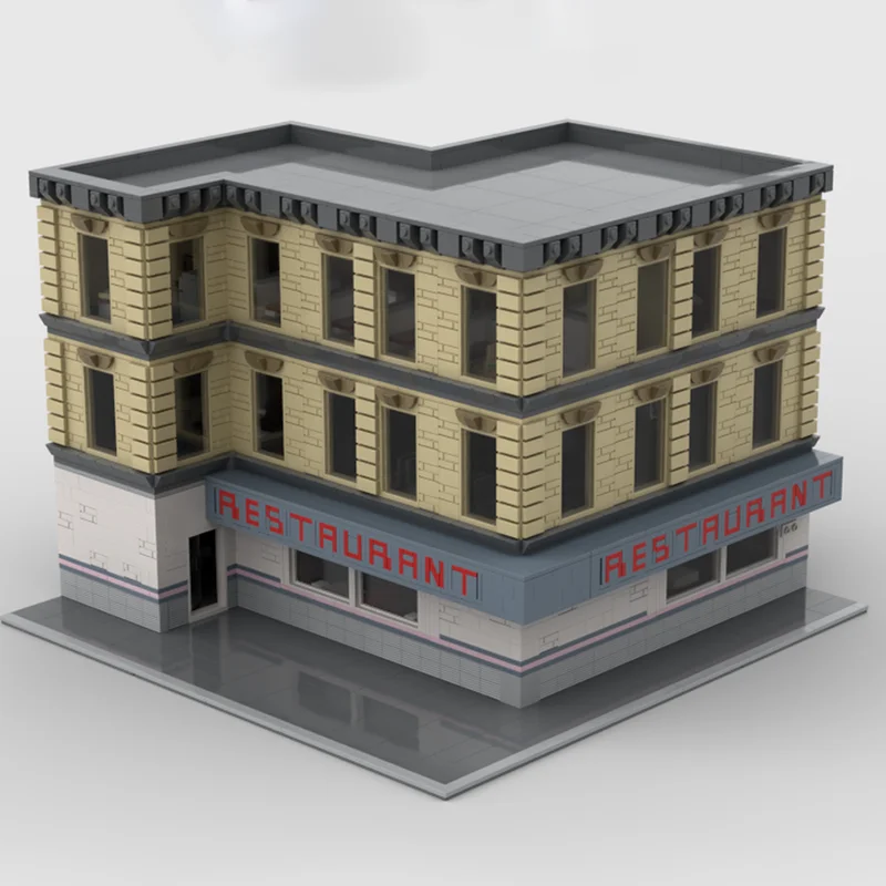 Bloques de construcción Moc City Street View, restaurante, esquina, modelo Modular, tecnología, montaje de ladrillos, regalos de construcción navideña, juguete