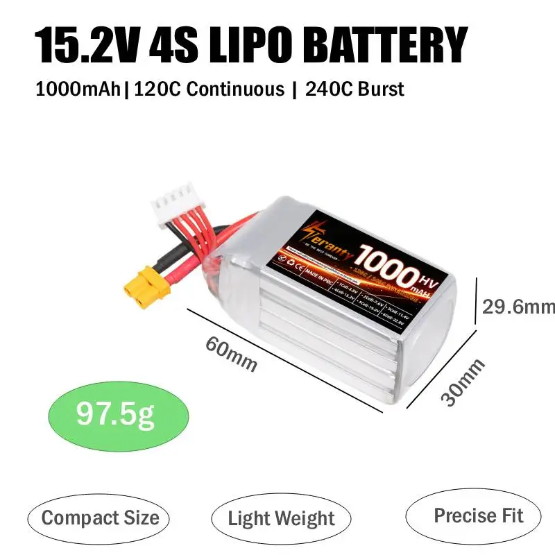 1/2 Pack 4S HV 1000mAh 120C Lipo Battery 15.2V XT60 High Burst Power For 4Inch FPV Racing Quad Freestyle Drone RC Jet Model Car