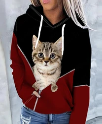 Lovely Cute Cat 3d Print Hoodie Women Fashion Oversized Women Hoodies Sweats Coat Girl Hooded Sweats Pullover Women's Clothing