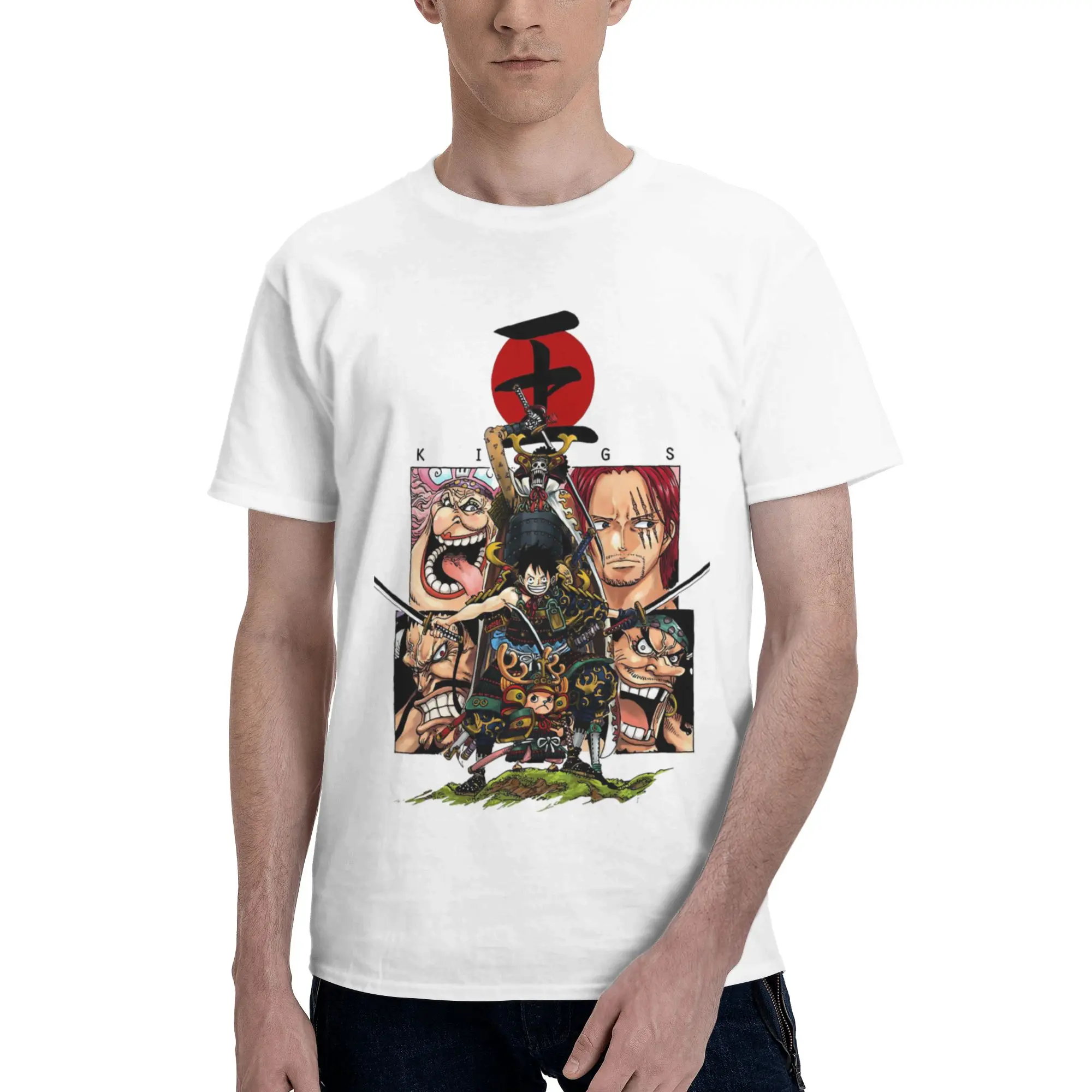 Samurai Chopper Luffy Brook  Men's T Shirt One Piece Funny Tees Short Sleeve O Neck Pure Cotton Unique Clothes T-Shirt