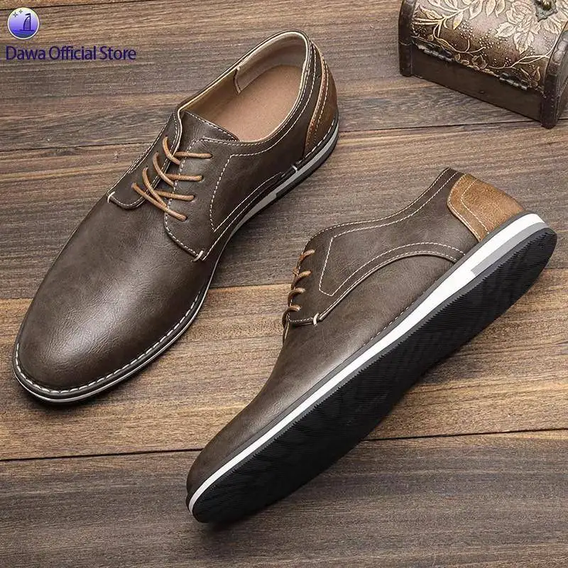 

plus Size Men's Leather Shoes Flat Comfortable Loafers Casual Slip-On round Toe Breathable Summer Fashion Single Shoes