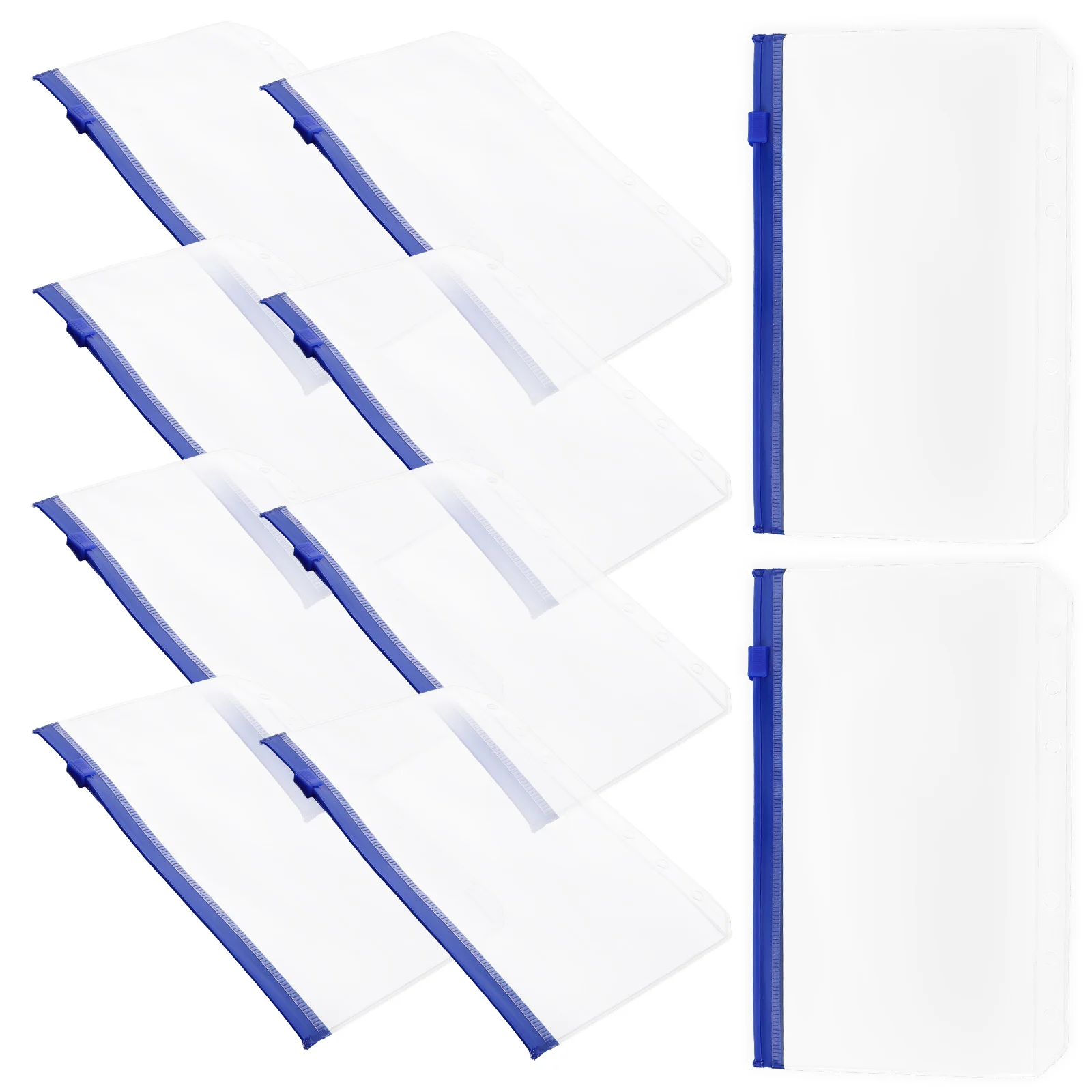 10pcs Loose Leaf File Bags Plastic Documents Pouches Zippered Pouches for Organization storage pouch transparent file bags