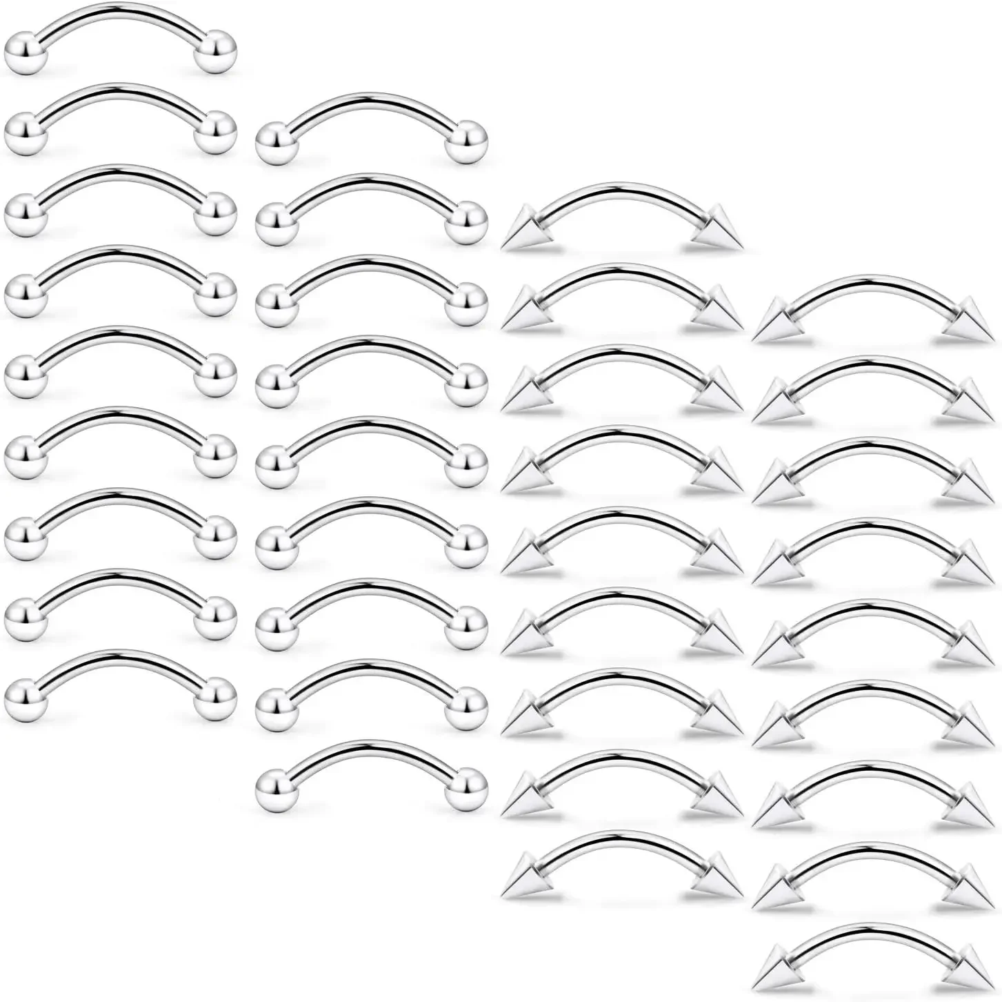 Surgical Steel Labret Lip Piercing Earrings, 36Pcs Set