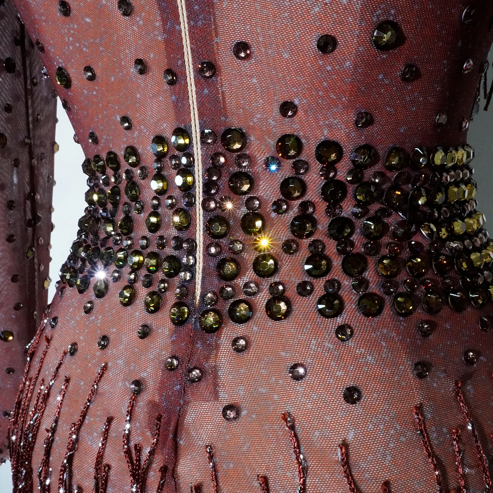 glitter brown rhinestone bodysuit stage outfit sexy mesh club party birthday Celebrate leotard women DS Team pole dance clothing