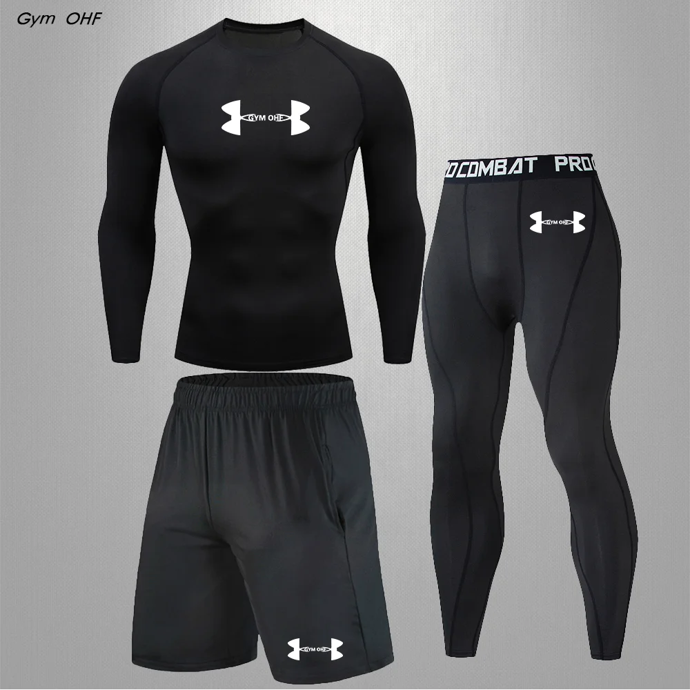 Boxing MMA Sport Suits Work Out Compression Suits Men Exercise Gym Fitness Running Tights Shorts Sets Rash Guard Tracksuits Men