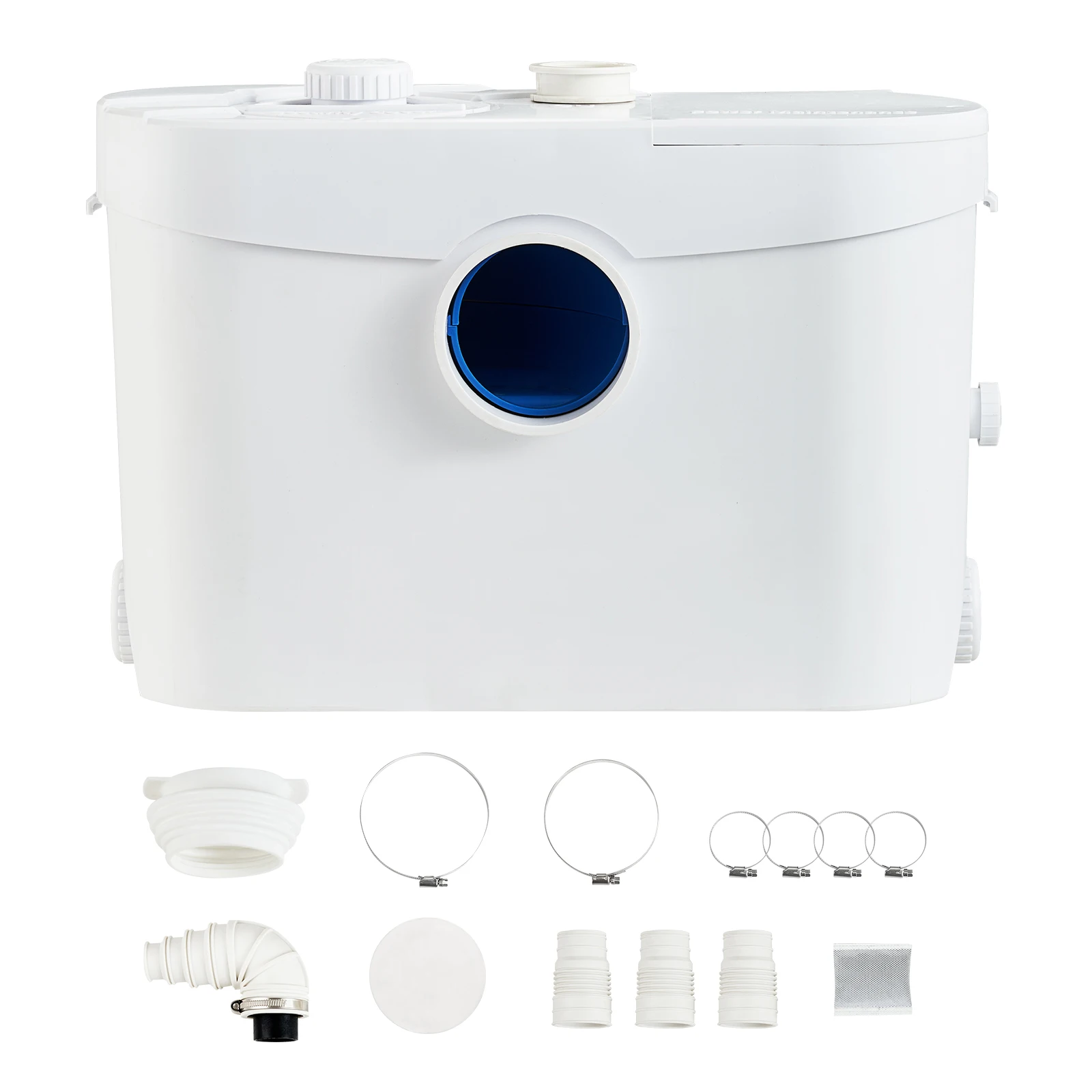 SucceBuy Macerator Sewerage Sump Pump 700W 9600L/h Flow 32.8ft/10m Head with 3 Water Inlets Waste Water Disposal Upflush Machine