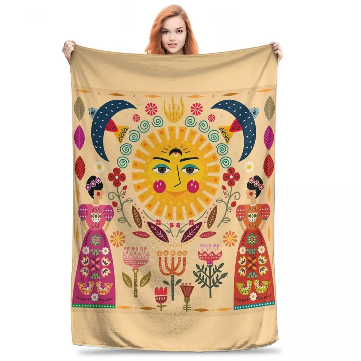 

Folk Art Inspired By The Fabulous Frida Blankets Flannel Portable Sofa Throw Blankets For Couch Bedding Throws Bedspread Quilt