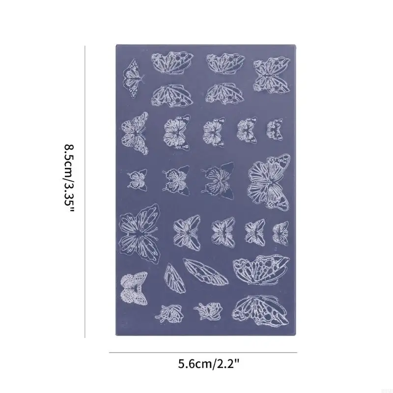 3D Berbagai Ukuran Kupu -kupu Stempel Stensil Stensil UV Gel Polandia Manicure Cetakan B95B