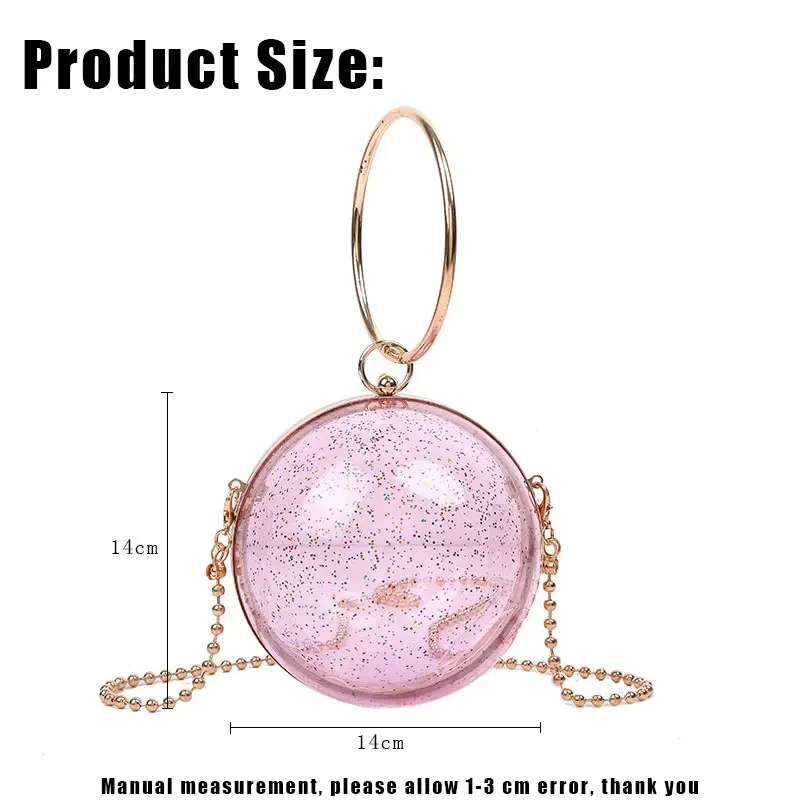 YoReAi 2022 New Acrylic Transparent Spherical Clutch Pack Luxury Brand Women Messenger Bag Evening Handbag Chain Shoulder Bags