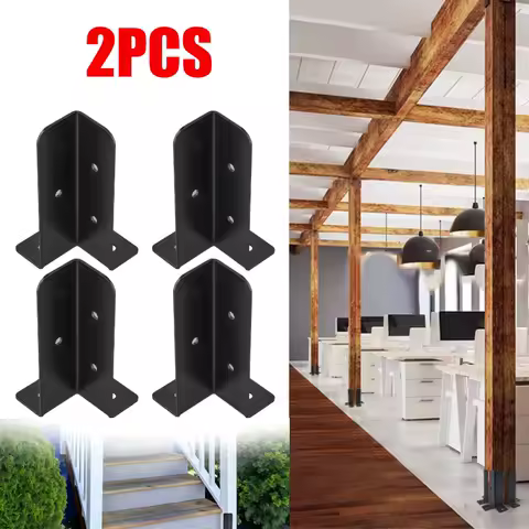 Wood Fence Post 4pcs/set Adjustable Deck Post Anchor Base Brackets For Pergola DIY Courtyards Wood Pile Fence Support Reversible