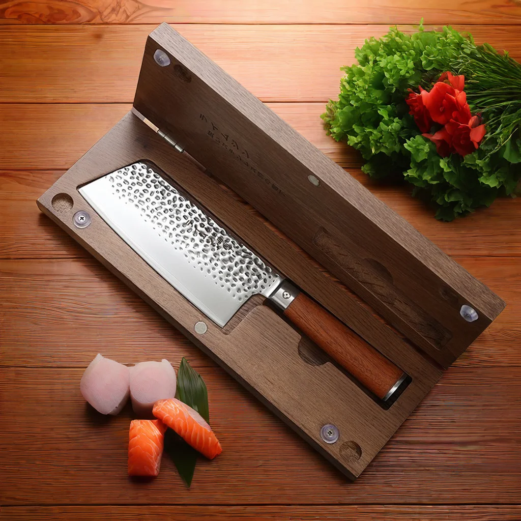 Portable Foldable Cutting Board High Carbon Steel Hand Forging Slicing Knife Ebony Handle  Kitchen Gadgets Walnut Cutting Board