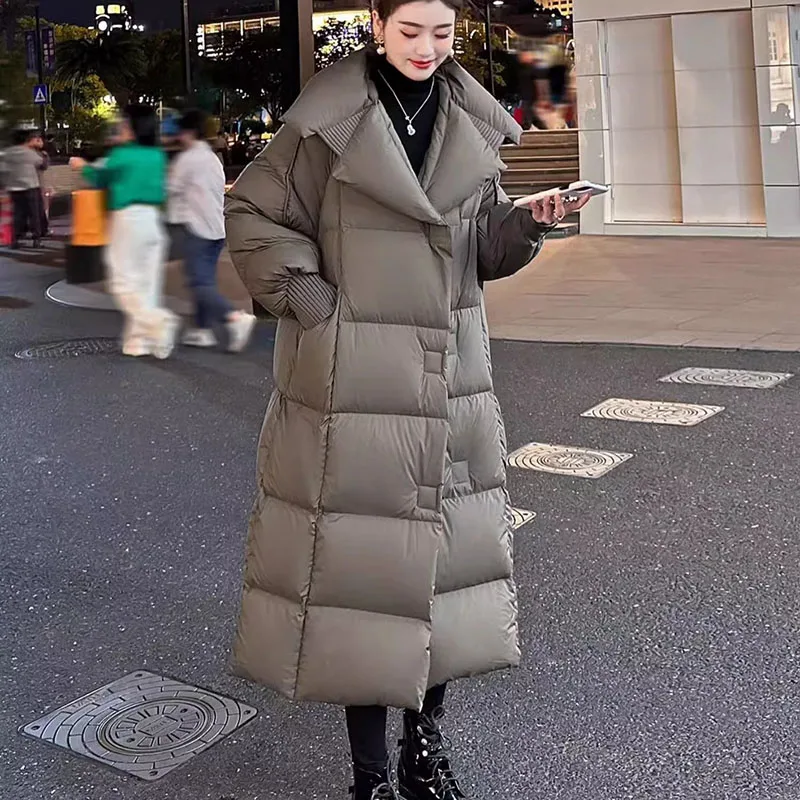 2025 nova moda feminina para baixo jcket inverno quente elegância engrossado simples de alta qualidade pato branco para baixo jaqueta feminina h646