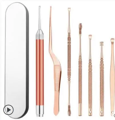 

7 pieces with earpick, ear pick kit, screw earpick, ear scoop, ear buckle, earwax lamp, visible light