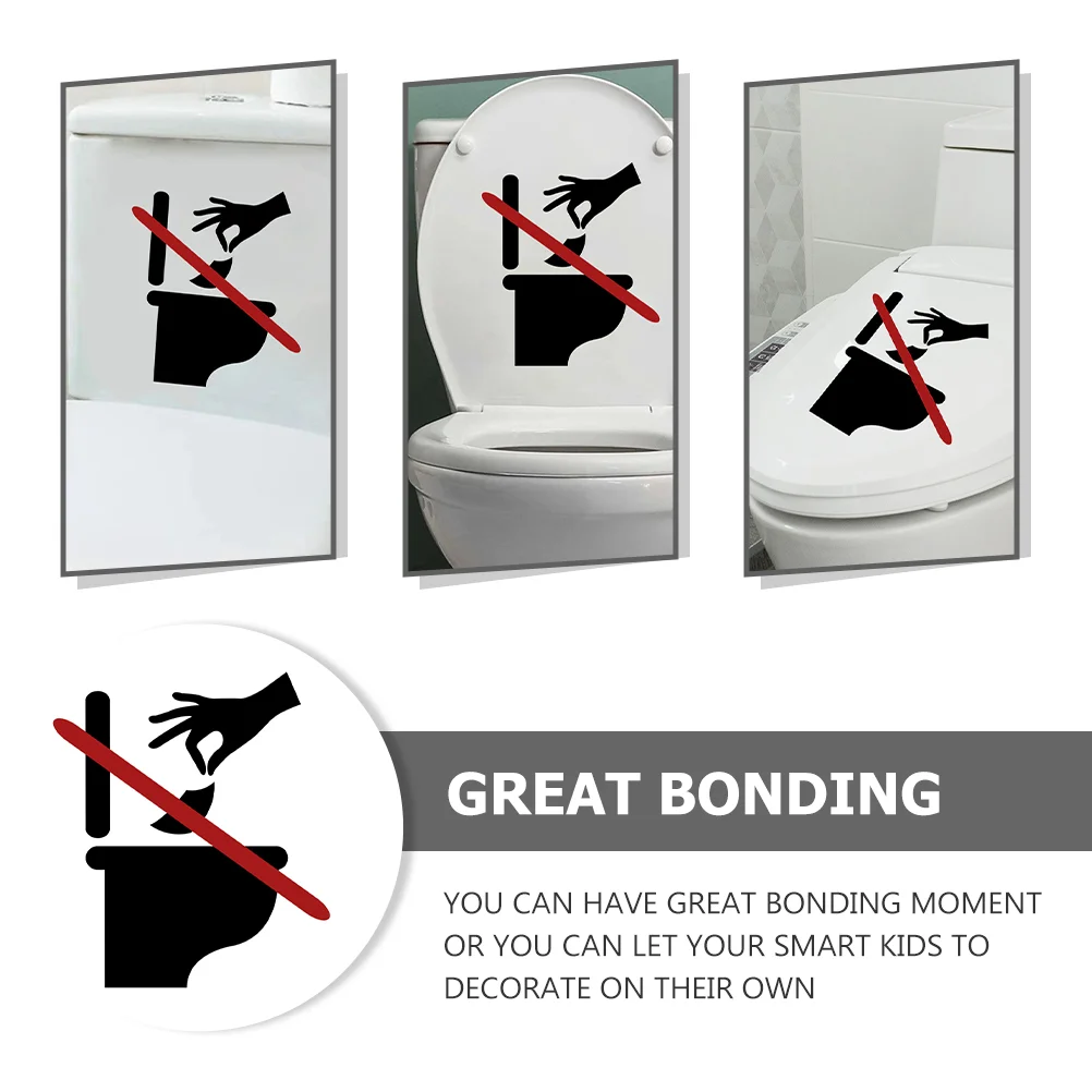 2 Sheets Warning Toilet Sticker Lid Behavior Sign Removable Decal Seat Cling Bathroom Decals Pvc