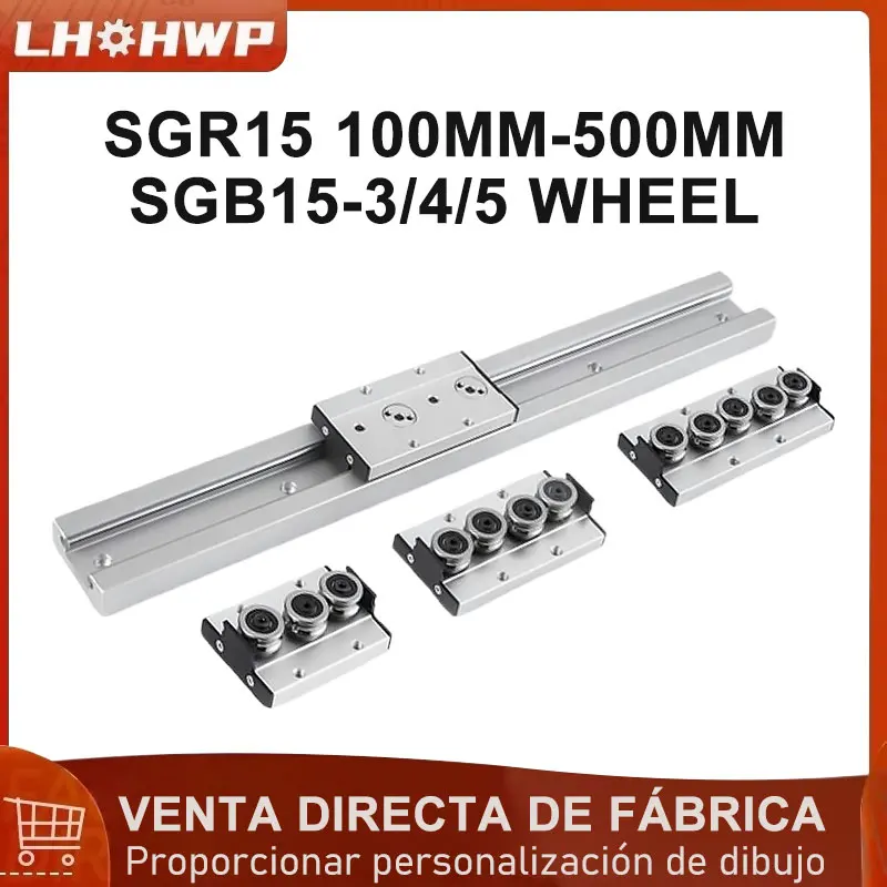 Riel guía de doble eje, riel lineal, 1 unidad, SGR15, 100mm-500mm + bloque deslizante de bloqueo de guía de alta velocidad SGB15 con cerradura