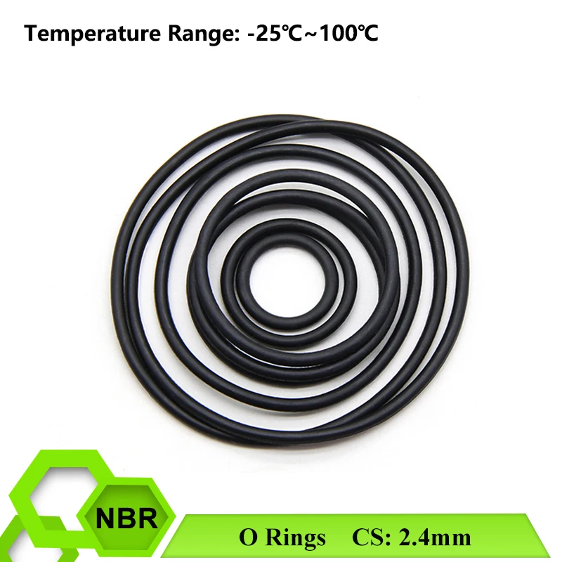 

10/50Pcs Black NBR O Ring Gasket Thickness CS 2.4mm OD 6~180mm Nitrile Rubber Round Corrosion Oil Resist Sealing Washer Gaskets