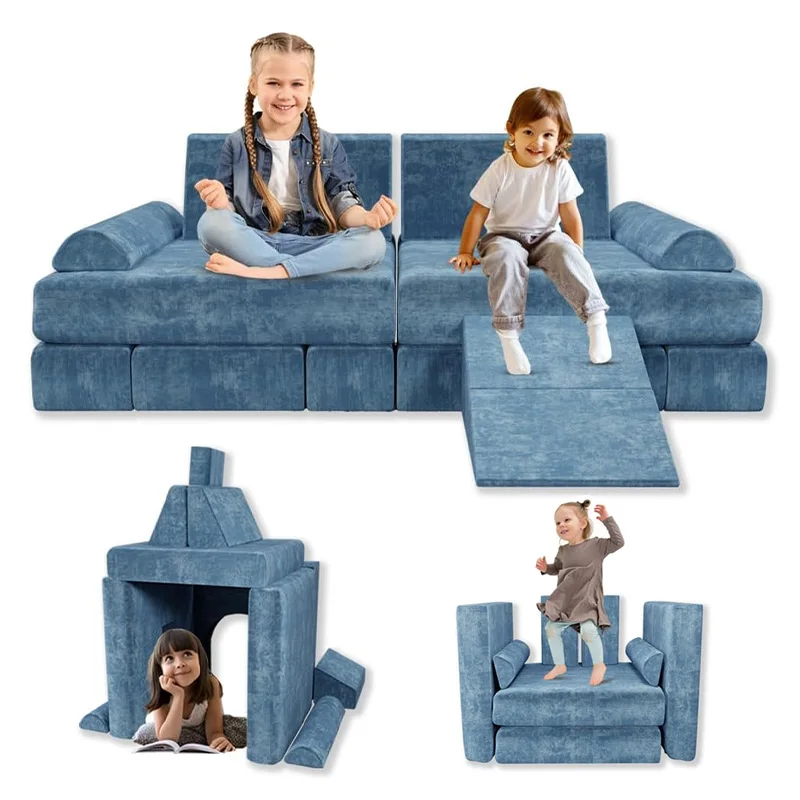 Canapé et canapé de jeu Montessori pour enfants, en mousse à mémoire de forme souple, Convertible et pliable, pour chambre à coucher et salle de jeux