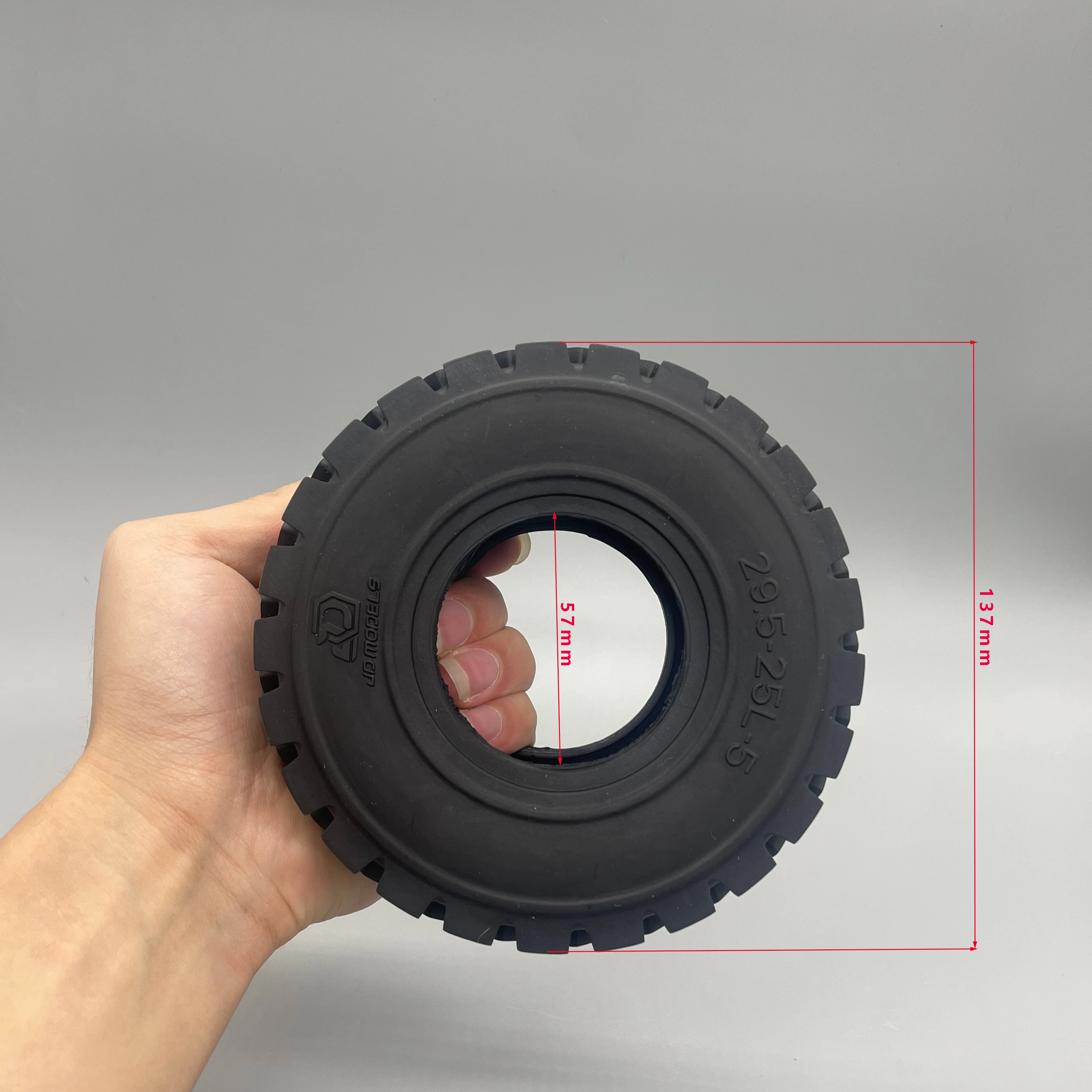 137mm Diameter RC Tires for 1/14 RC Loader, Excavator, Forklift, and Bulldozer Models, 57mm Inner Diameter, 55mm Width