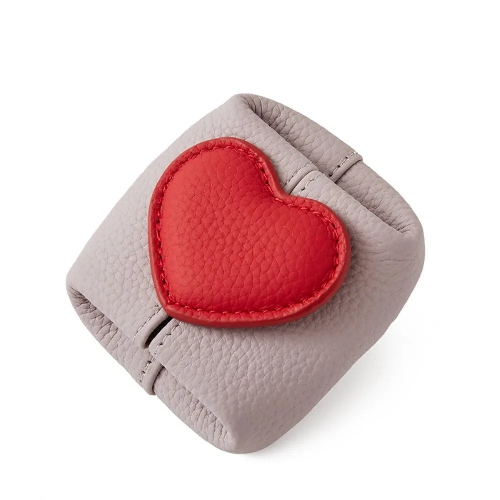 

Fashion Cowhide Coin Wallet Love Heart Color Matching Coin Purse Square Shape Portable Small Wallet Daily Use