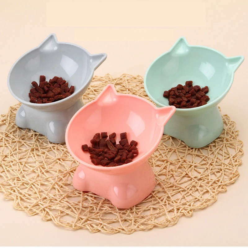 Cute Cat Bowl Tilted High-Legged Cat Bowl Cat Eating Bowl Cat Food Bowl Black Water Bowl Cat Food Bowl Dog Bowl