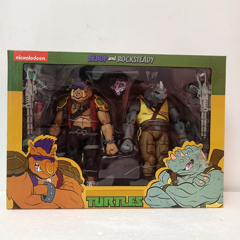 2PCS/Set NECA Shredder Michelangelo Foot Solder Donatello Krang Figure Bebop Rocksteady Turtle Figure Action Figurine Toy