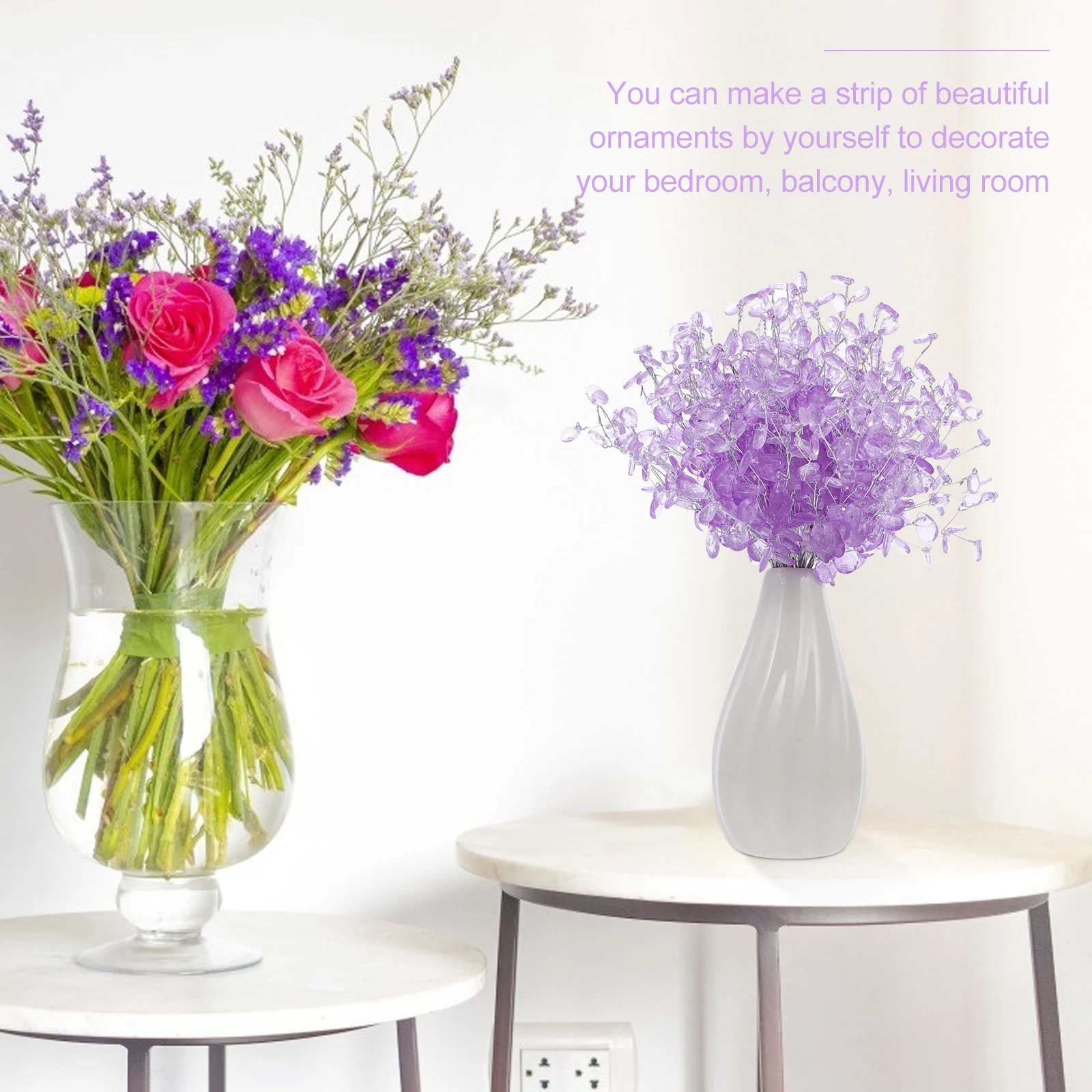 

50 Pcs Wedding Bouquet Beaded Sticks Artificial Flower Decorations Accessories Faux Flowers