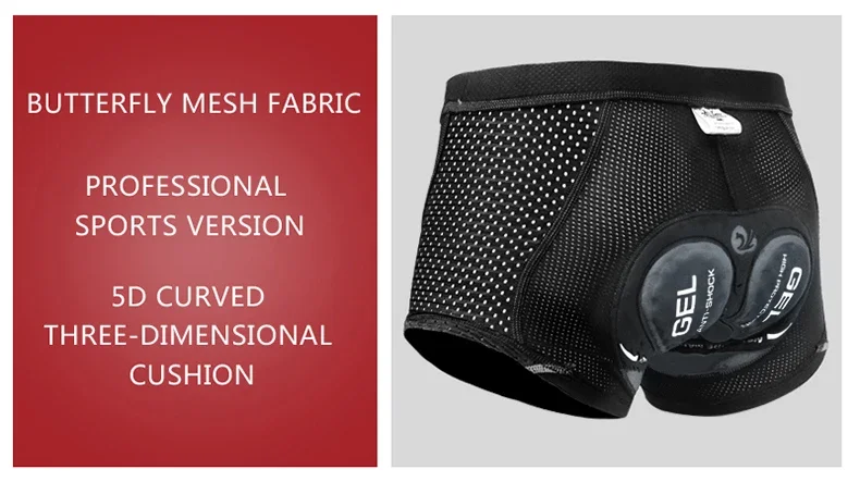 X-TIGER Herren-Radunterwäsche mit 5D-Gel-gepolstertem MTB-Boxer-Radhose, Rennrad-Unterwäsche, Fahrradausrüstung – Detail 7