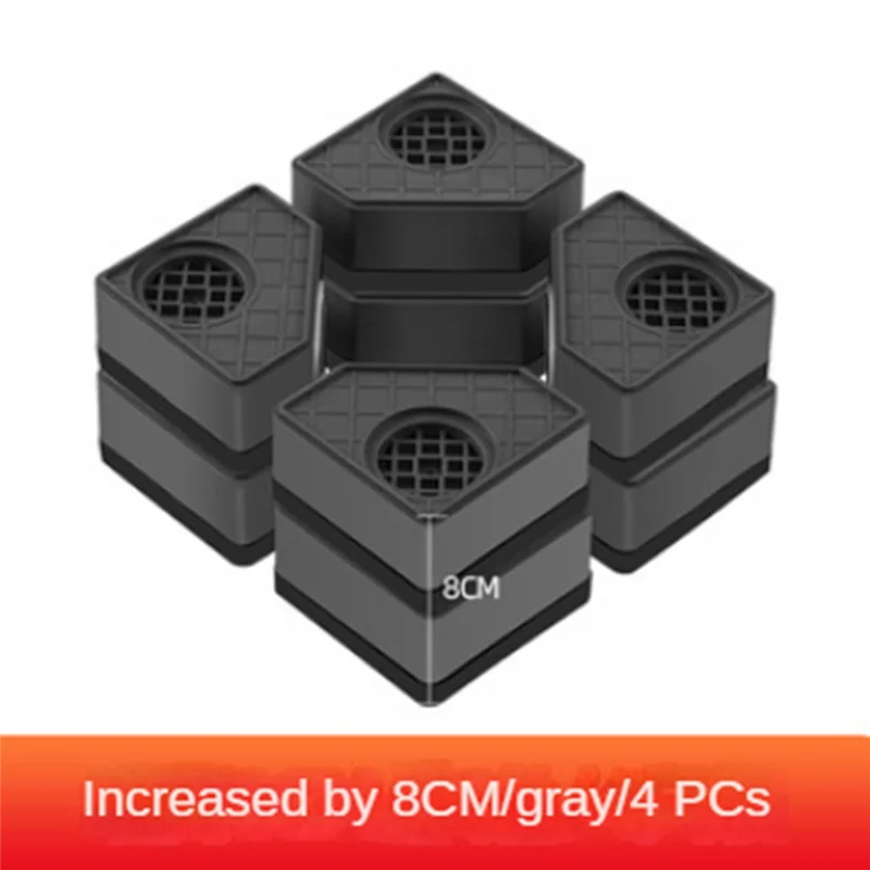 Almohadillas para aumentar la altura de la lavadora, alfombrilla antideslizante silenciosa, soporte para secador de refrigerador, 8CM, 4 Uds.