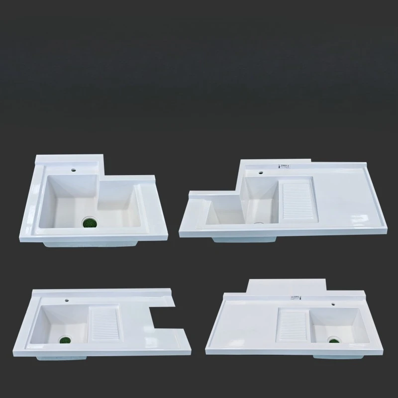 balcony dual-position laundry basin artificial quartz stone integrated wash basin washboard washing machine sink countertop