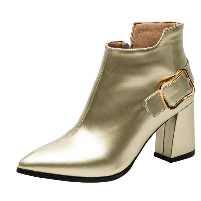 

SIMLOVEYO Women's Ankle Boots Pointed Toe Block Heel Glitter Detail Elegant Casual Style Fashion Dating Wear Sizes 46-48