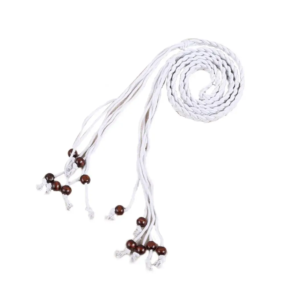 Cintura da donna cintura Vintage in vita cinturino in vita New Bohemia National Style Self Tie perline di legno intrecciate fatte a mano