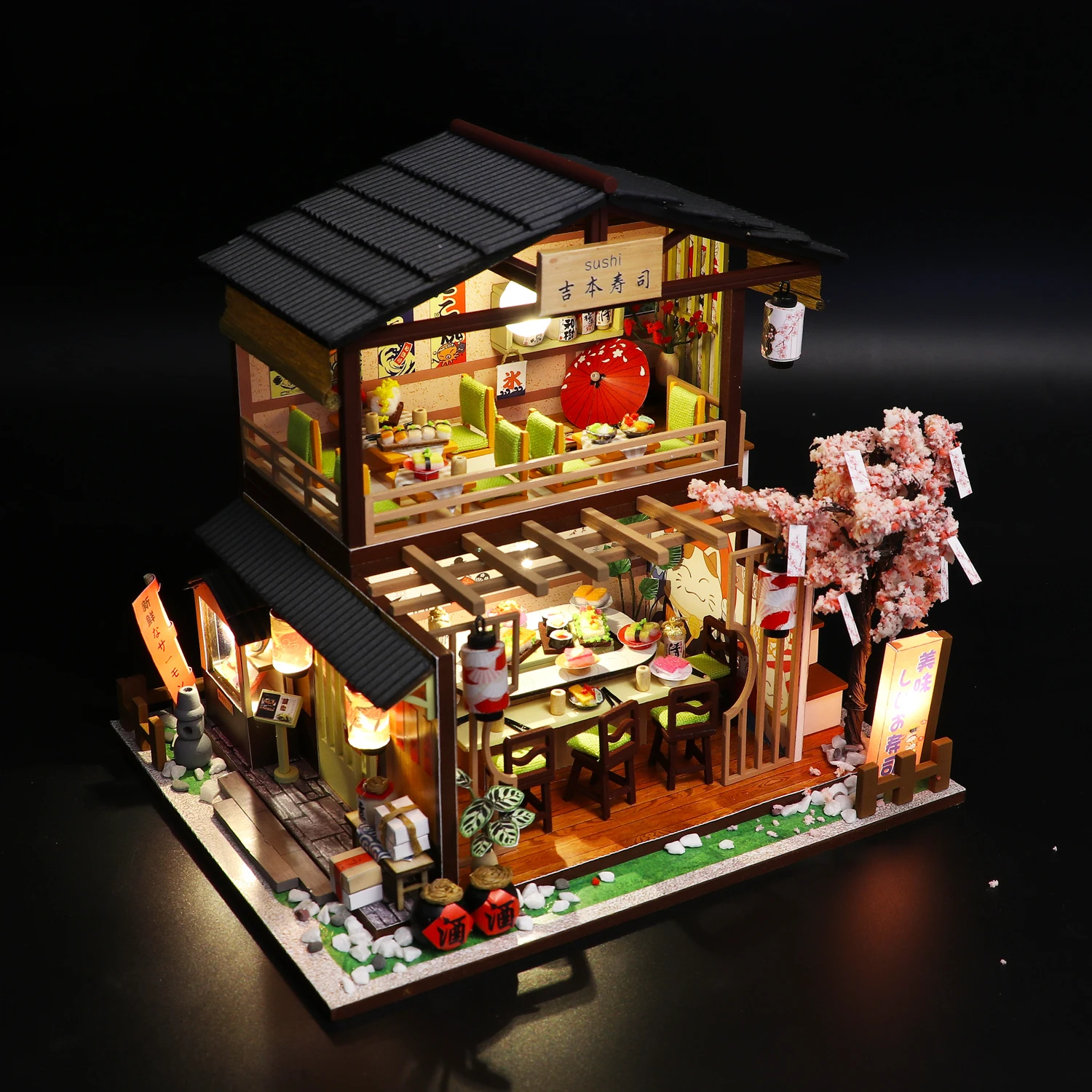 Cutebee miniatura boneca estilo japonês casa acessórios móveis miniaturas construção mini roombox brinquedo de madeira presente