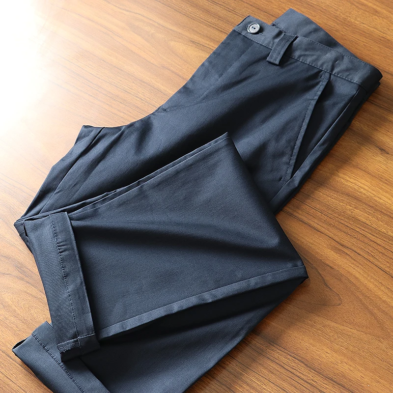 

Pure Cotton Khadi Fabric Men's Busin Casual Slim Fit Long Pants Autumn Season Color Versatile Faion Urban Sle