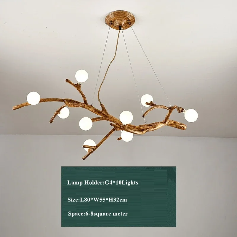 MZISOSOD Vintage Ast Harz LED Kronleuchter 4