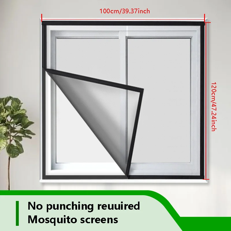 Window Mosquito Net, Insect Screen, Invisible Black Polyester Fiber Mosquito and Fly Net Suitable for Door and Window Screens...