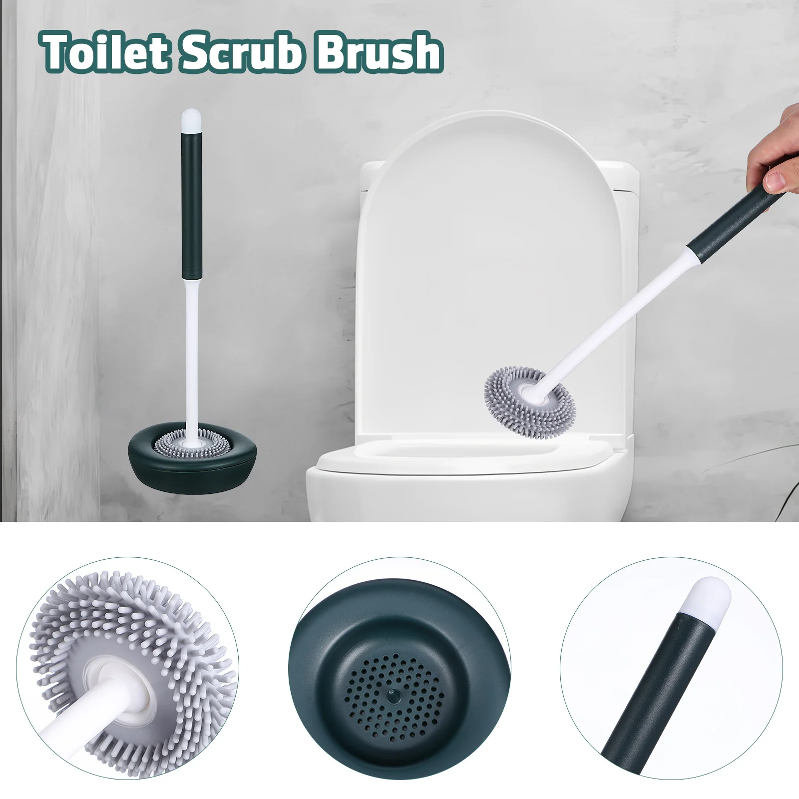 

1Set Silicone Toilet Cleaning Brush Set Flexible Bristles Standing Holder Bathroom Cleaning Accessories Toilet Brush