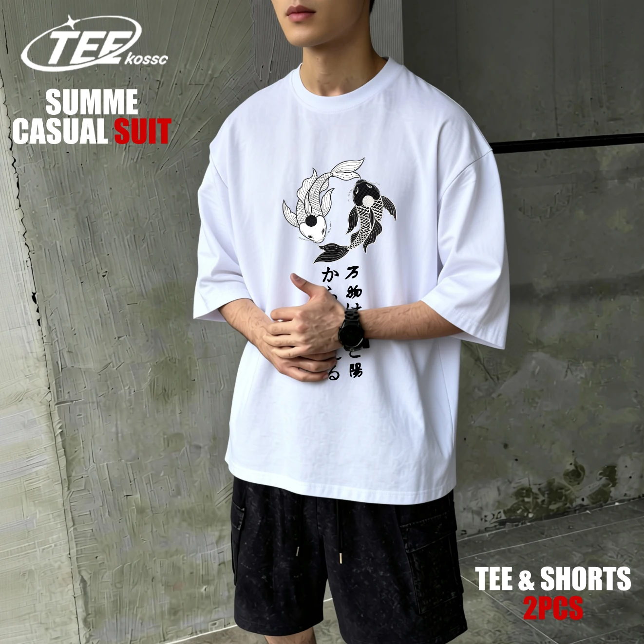 

Free Fish In The Water Prints Man T Shirt Fashion Casual T-Shirts Cotton Summer Clothing Loose Crewneck Unisex Short Sleeve Suit