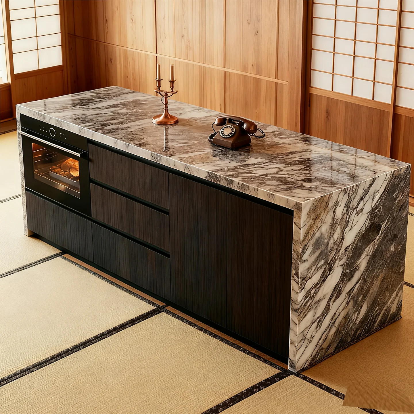Kitchen, island table,  integrated small apartment, household flip-flop Italian rock slab bar, multi-functional and customizable