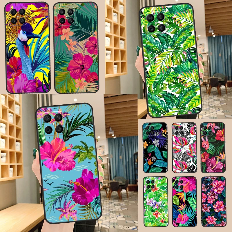 Tropical aloha Hibiscus  pattern Phone Case For Huawei P30 P20 P40 Lite P50 Pro P Smart 2019 Nova 5T Honor 50 X8 X9 Cover