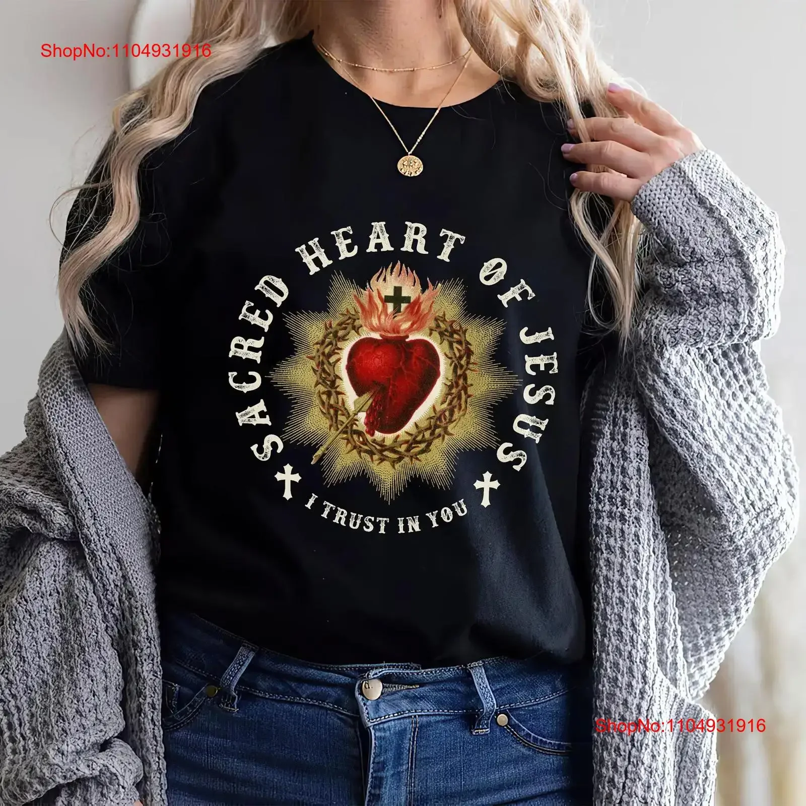 

Most Sacred Heart of Jesus T Shirt Catholic Traditional for Latin Mass vintage Washed Breathable Stretched homme streetwear