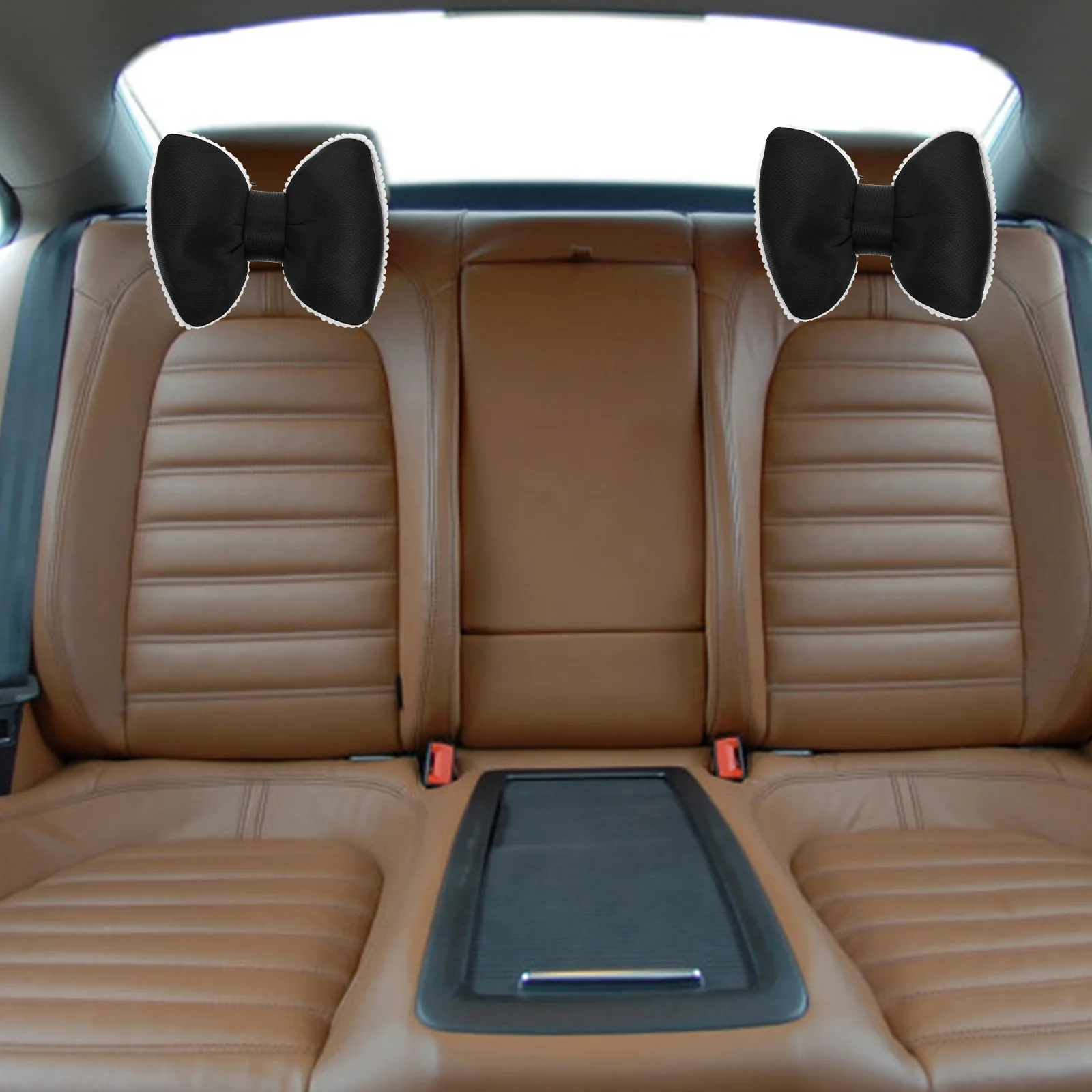 

Car Headrest Pillow Black Auto Support Travel Lumbar Cushion Adjustable Neck Bow Universal Fit All Vehicles Comfortable Upright